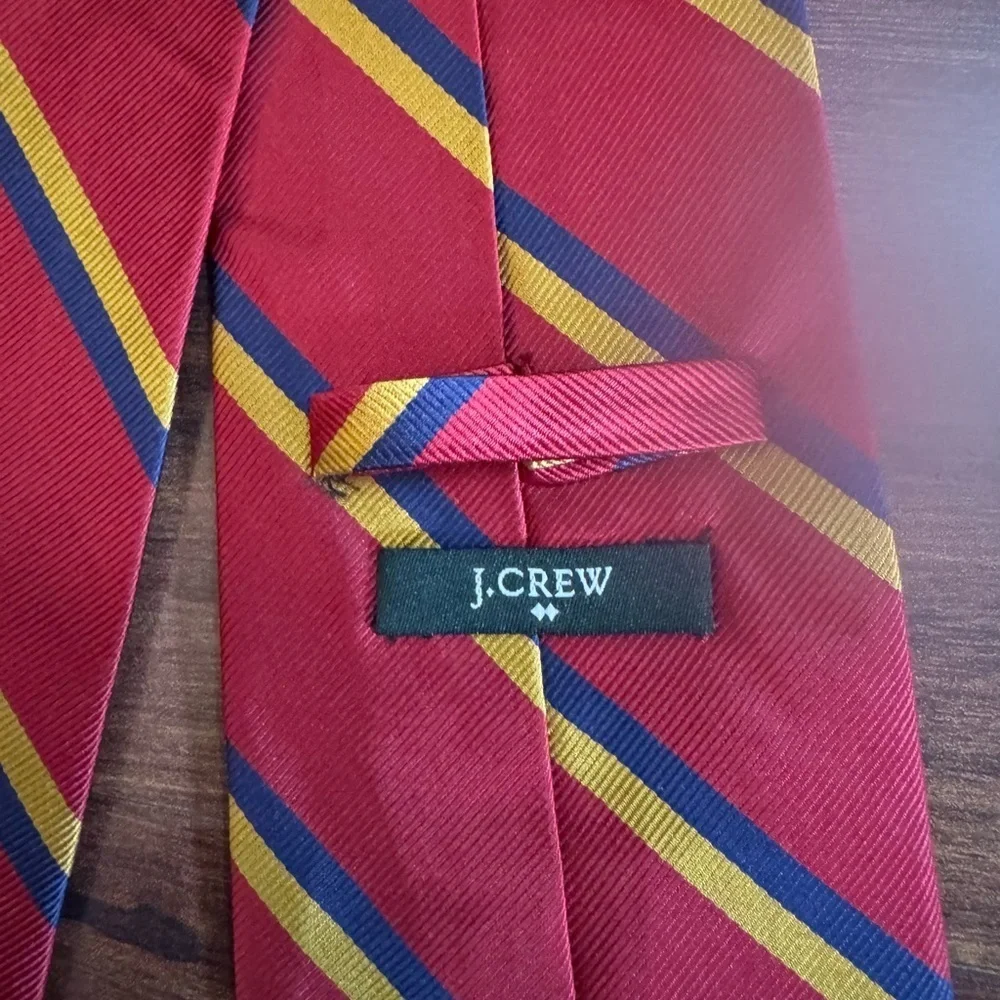 J. CREW Factory Silk Red and Yellow Striped Necktie